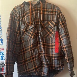 Legendary Whitetails Charcoal and Orange Plaid Shirt Jacket